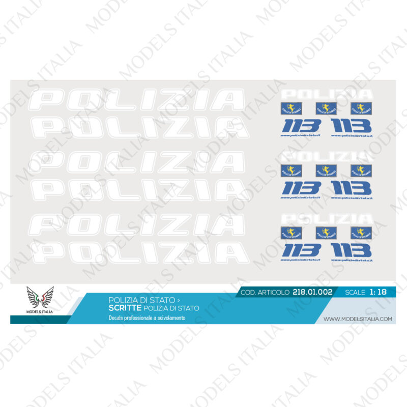 decals polizia scala 1/18